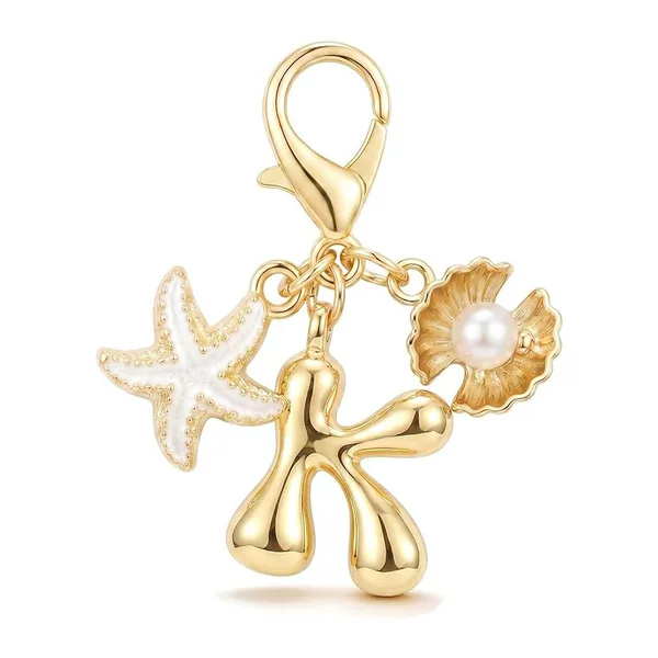 New Creative Ocean Series Starfish Shell Pendant Fashion Trendy Letter Bag Keychain from European and American Independent Brands