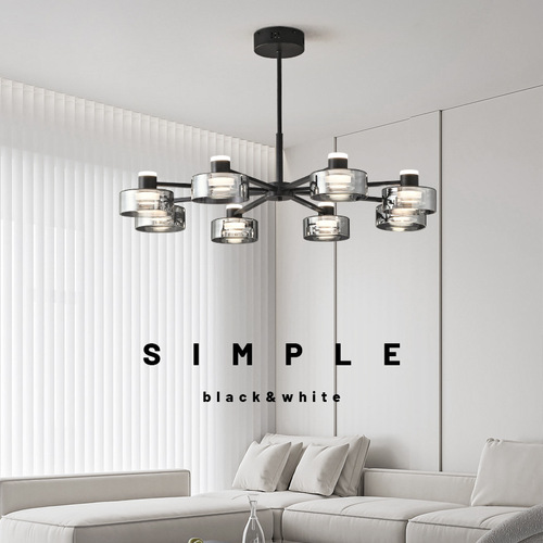 Italian minimalist all-copper living room chandelier Nordic creative glass atmospheric designer home modern bedroom lighting fixtures