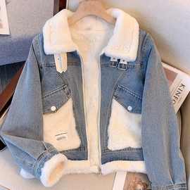 加绒加厚牛仔外套女2025新款秋冬小个子宽松女士短款冬季衣服