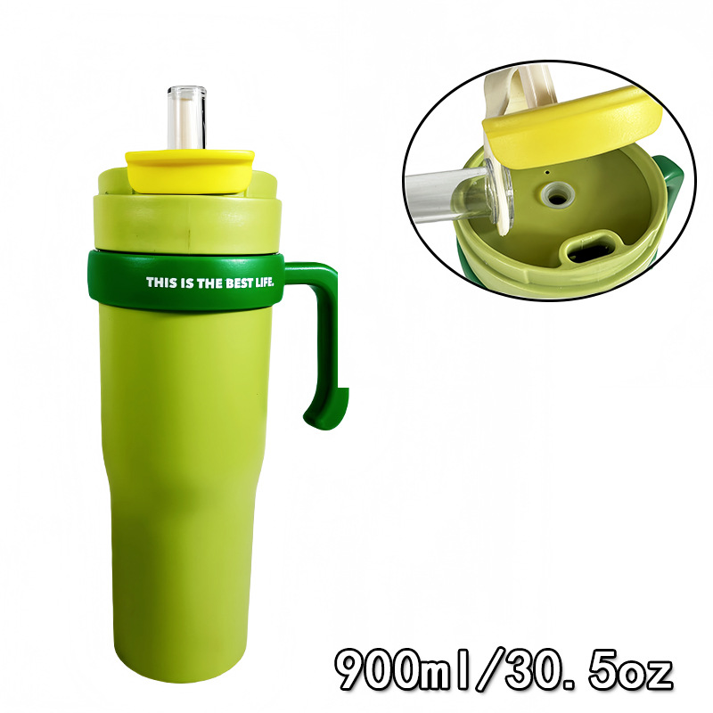 Nuevo mango transfronterizo de taza de automóvil 304 taza de acero inoxidable al aire libre portátil de doble vacío taza de hielo