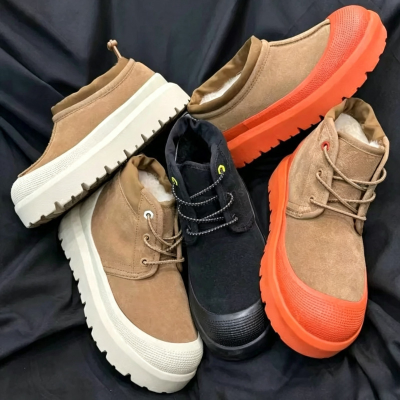 In-stock thick-soled Tasman wool snow boots for women and men, made of integrated leather and wool, winter style, non-slip, versatile, front lace-up, versatile