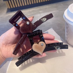 高级感丝绒爱心大抓夹鲨鱼夹多发量盘发发抓子发夹发卡发饰