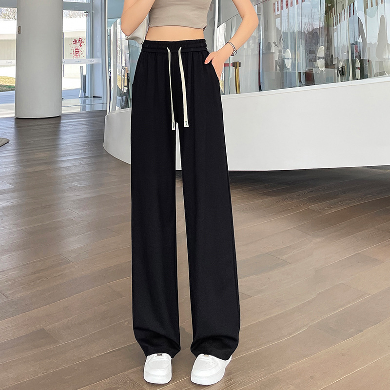 Narrow Wide-leg Pants Women's Summer 2023 New Loose Slim-fit Straight Tube Drape White Casual Pants 1301