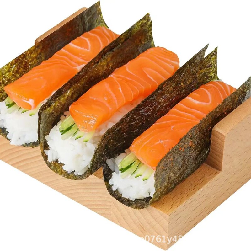Wooden Sushi Taco Stand, Sushi Hand Roll Rack, Service Board Display Stand, Multifunctional Home Restaurant Rice Ball Stand