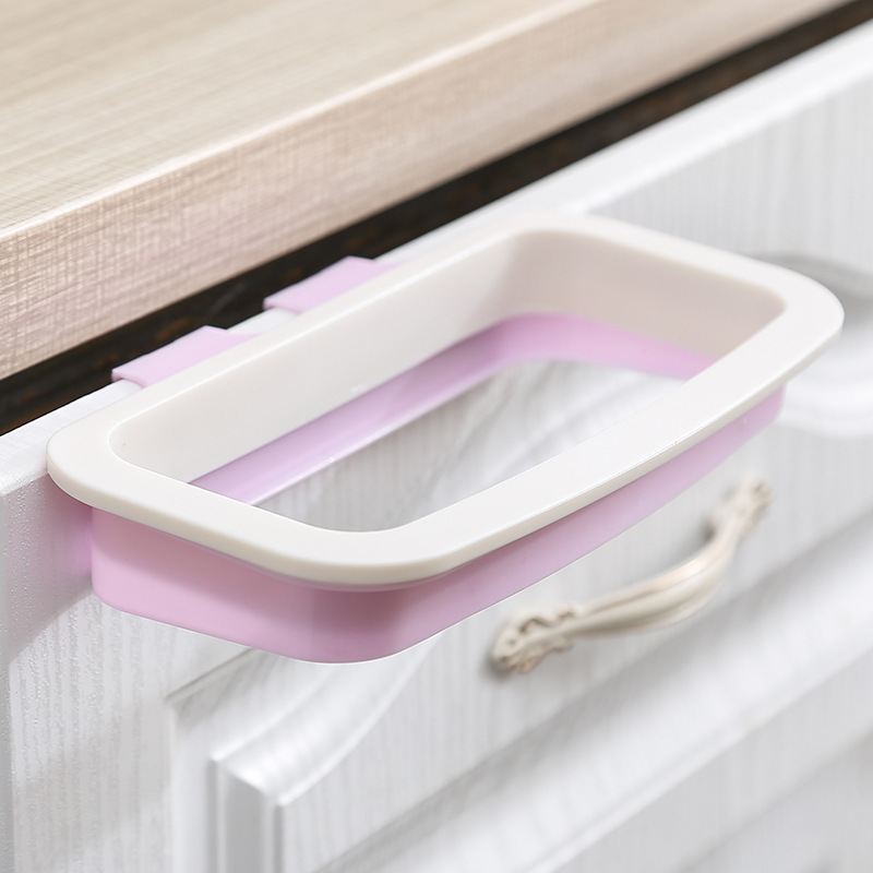 Colgando puerta de la cocina gabinete trasero titular de la bolsa de basura con anti-caída hebilla bolsa de basura rack de almacenamiento