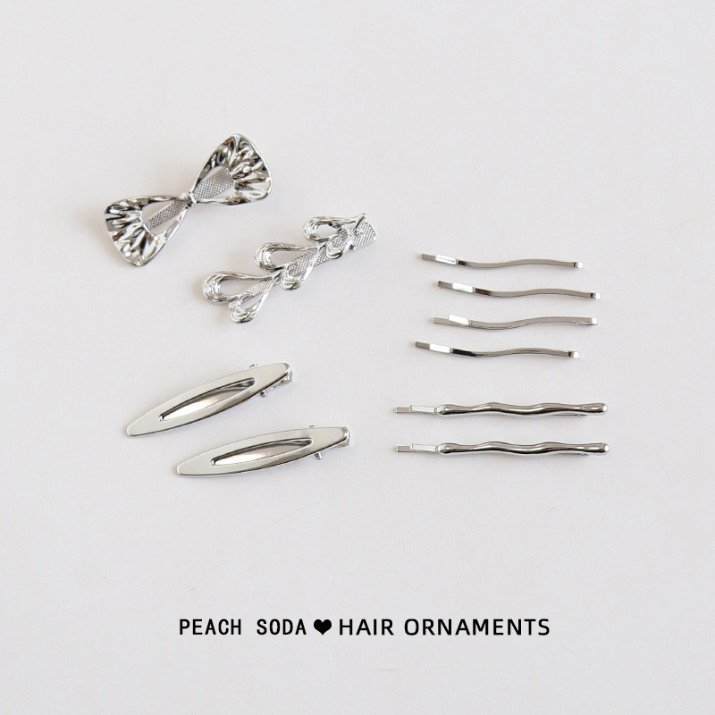 Minimalist Elegant Silver Wave Small Hairpin Metal Heart Bangs Clip for Women Korean Unique Niche Side Duckbill Clip Minimalist Elegant Silver Wave Small Hairpin Metal Heart Bangs Clip for Women Korean Unique Niche Side Duckbill Clip