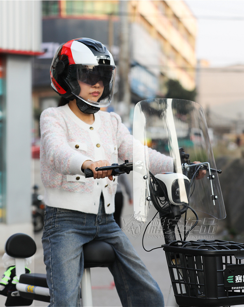 Small Electric Vehicle Bicycle Front Windshield Glass Thickened High-Definition Electric Vehicle Windproof Without Rearview Mirror for Vehicle Use