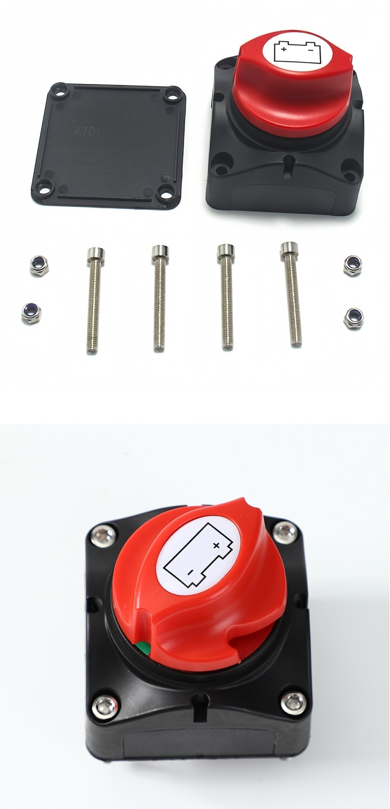 Yacht and Rv Modified Dual Copper Post Two-Position Battery Disconnect Switch with Large Cover and Rotary Knob Type Anti-Leakage Power Main Switch