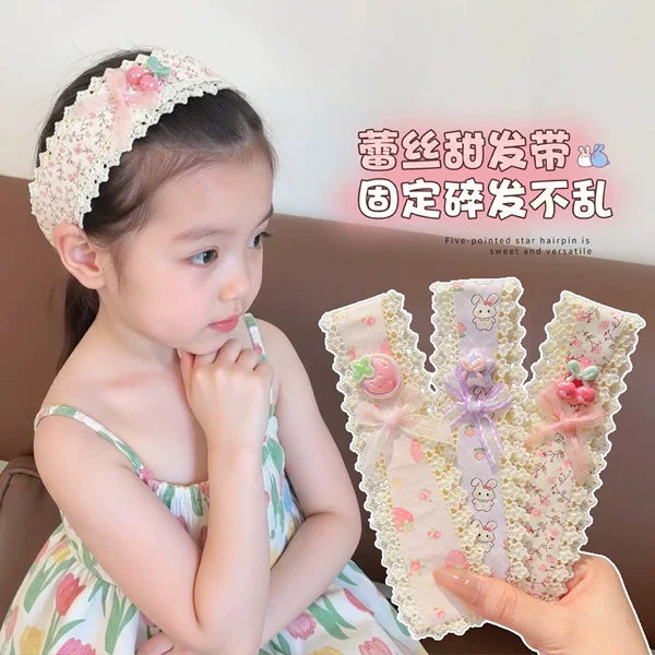 Children's Magic Hair Stickers Cute Bangs Stickers for Girls to Organize and Fix Loose Hair Sweet Wide-Brimmed Headband for Little Girls