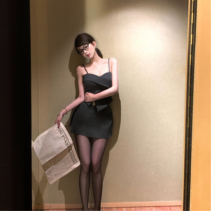 纯欲御姐西装套装显瘦长袖短外套百搭抹胸短裙三件套套装女|undefined