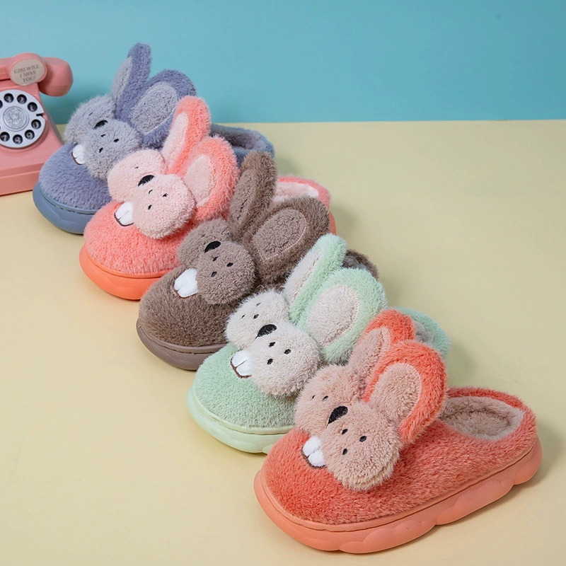 Новые хлопковые тапочки для родителей и детей с головой медведя, женские зимние Нескользящие домашние туфли с героями мультфильмов, теплые детские тапочки на толстой подошве, женские