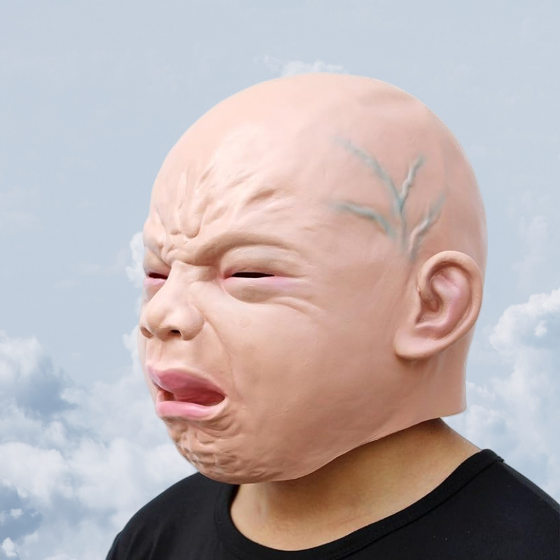 Realista llanto máscara de bebé cabeza llena llanto cara casco fiesta de Halloween casa embrujada tema de terror