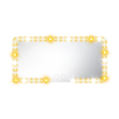 Sun visor rearview mirror makeup mirror led three-speed dimming - two-color-key-three-block-dimming-white-shell