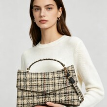 欧美外贸cf秋冬新款斜挎包包编织毛呢珍珠亮片帆布跨境单肩包