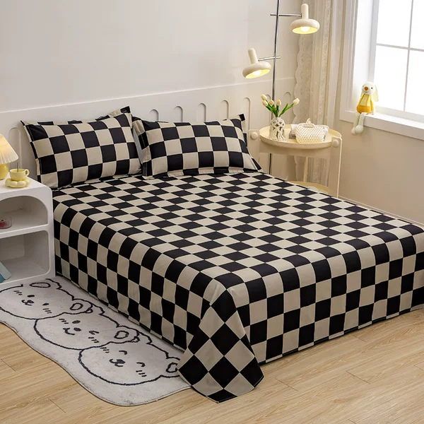 ins Single Product Washed Cotton Printed Bed Sheets Simple Brushed Single Piece Student Dormitory Single Bed Sheets Three-piece Set Wholesale