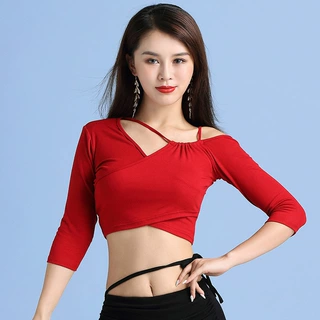 肚皮舞练功服新款性感莫代尔上衣东方舞蹈服成人训练团服初学者女