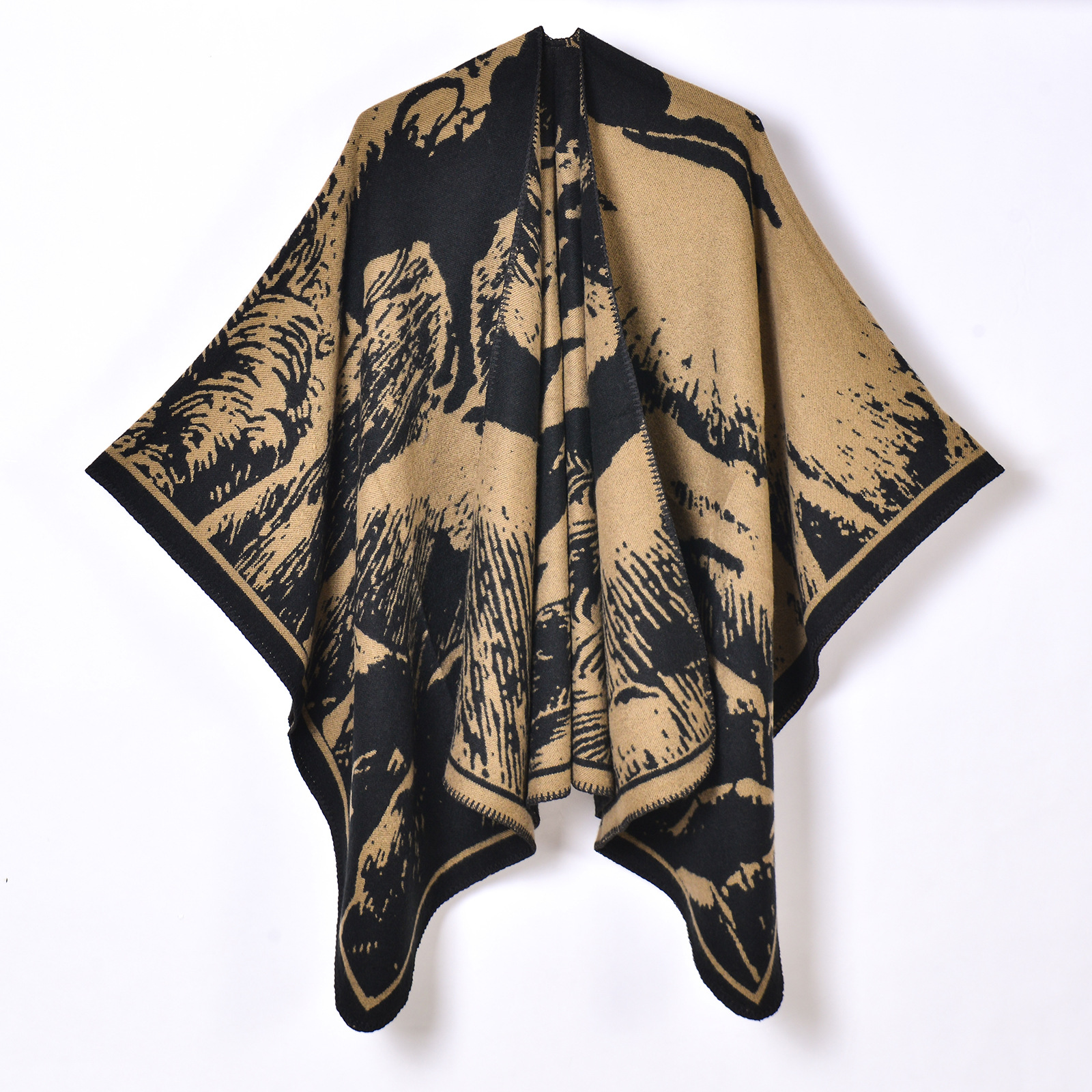 Mantón de turismo literario de la ciudad de agua de Jiangnan, bufanda de punto de cachemira de imitación de otoño e invierno, capa de pintura al óleo dividida, capa exterior