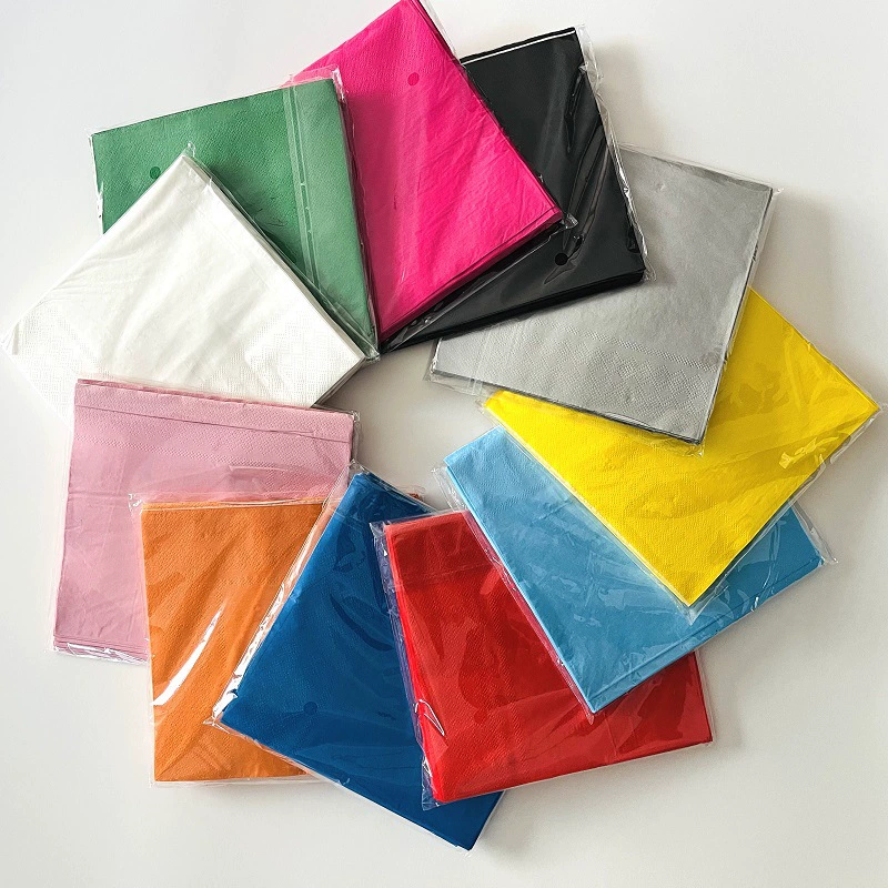 Цветные бумажные полотенца на день рождения двухслойные одноразовые западные салфетки для ресторана сплошной цвет бумажные полотенца для вечеринок оптом в розницу