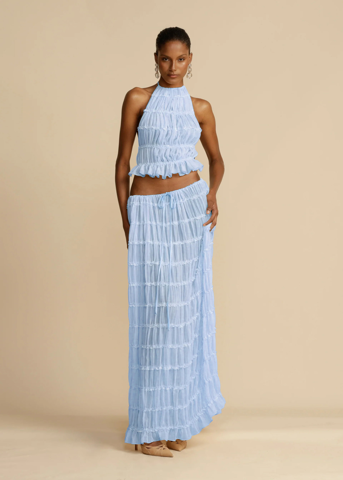 84g Weight Sleeveless Sleeve Length Polyester Fabric Type Skirt Co-ord Set Sets Type 2 Pieces Set Quantity Daily, Beach, Date Occasion Halter Neck Neckline Regular Fit Fit Type Solid Color Pattern Summer Season Women's Gender Sexy Style Daily Beach Date Women's Sexy Solid Color Polyester Skirt Co-ord Set Skirt Sets 23