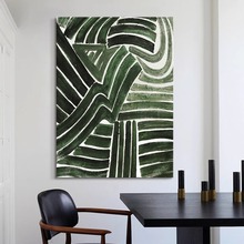 法式极简绿色系线条艺术玄关装饰画小众抽象创意客厅酒店摆件挂画