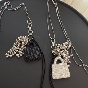South Korea Blogger Same Style Water Bottle Pendant Necklace Crossbody Bag Pendant Women's Accessories Niche Design Sense Woolen Chain Women