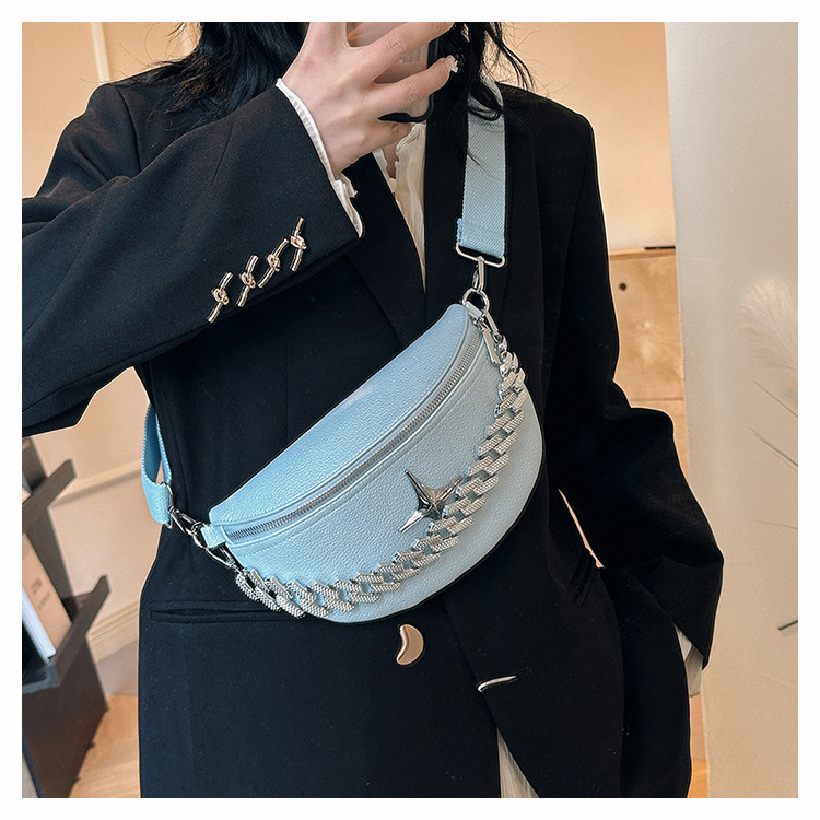 Buckle Closure Type Single Shoulder Strap Strap Type Women's Small PU Star Streetwear Dumpling Shape Buckle Fanny Pack