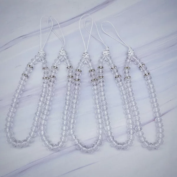 Cross-border mobile phone crystal chain lanyard crystal flat beads glass beads acrylic neck anti-fall chain wholesale