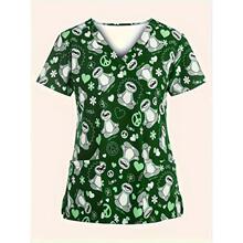 K 74534 3D print V-neck double pocket nurse uniform 3D ӡ��