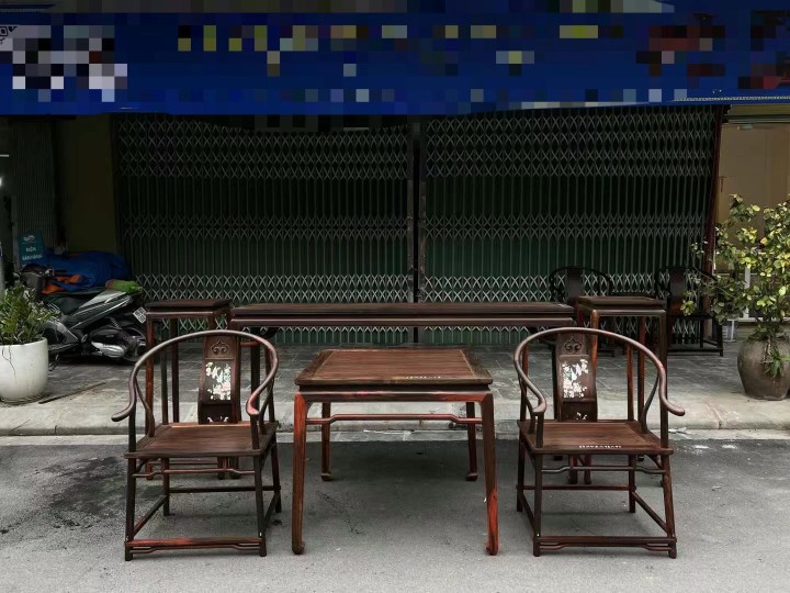 老挝大红酸枝交趾黄檀中堂八仙桌平头案花架仿古典新中式红木家具