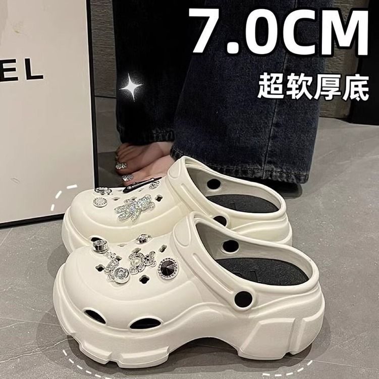 Stepping on excrement feeling EVA hole shoes women's 2024 new summer tank outer wear thick-soled increased net red beach sandals women 1 Stepping on excrement feeling EVA hole shoes women's 2024 new summer tank outer wear thick-soled increased net red beach sandals women 1