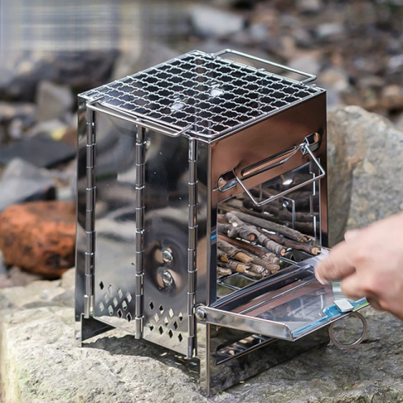 Уличная портативная печь для дров, альпинизм, кемпинг, пикник, складная печь для барбекю с углем, уличный гриль для барбекю из нержавеющей стали в стиле кемпинга