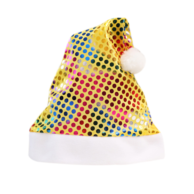 Sombreros de Navidad de impresión transfronteriza, nuevos sombreros de Navidad de impresión de color gradiente, sombreros de perlas para decoración de fiestas