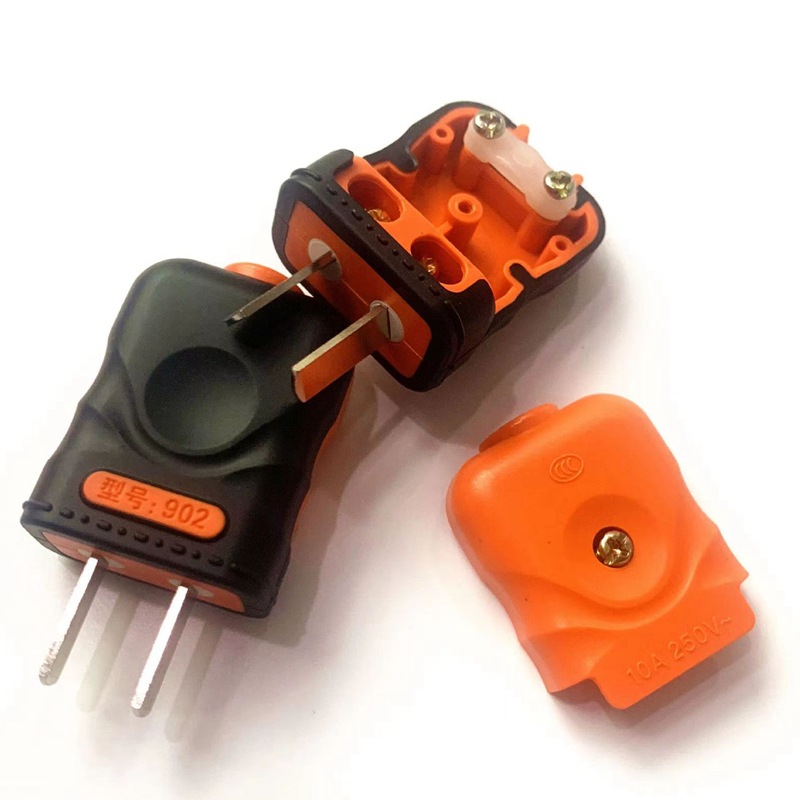 现货批发木鸡一体大功率包胶插头接线两级插头电源两级包胶插头