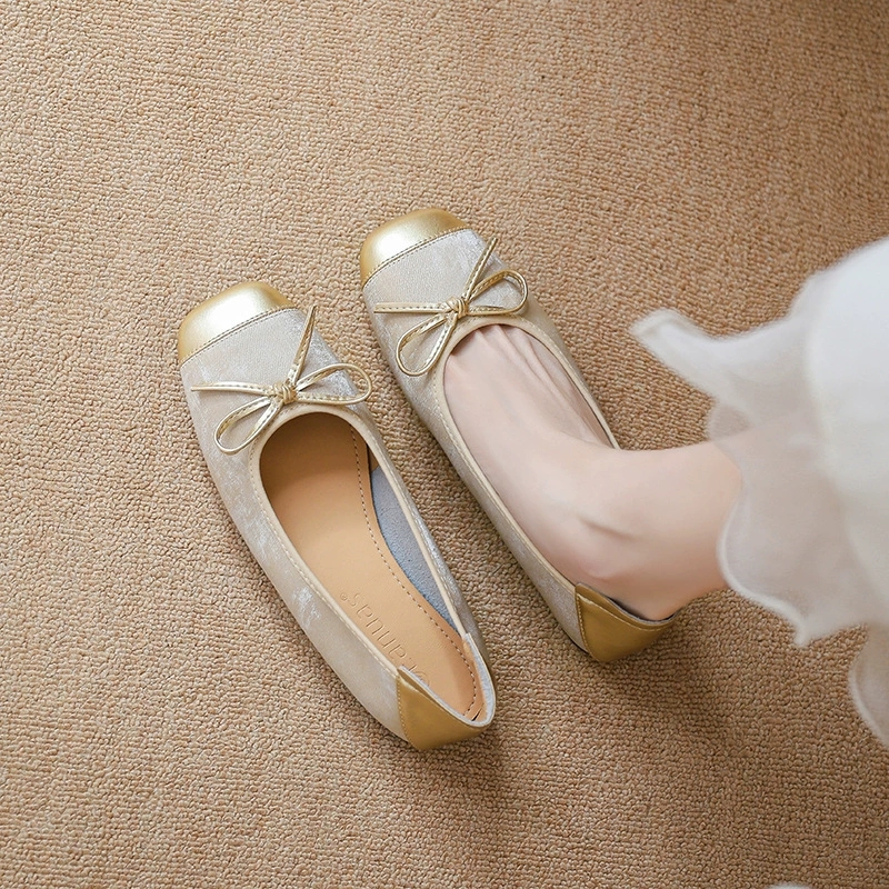 Женские балетки на мягкой подошве, туфли-яйца, балетки с квадратным носком и бантом, летние слипоны больших размеров 2025 года, балетки.