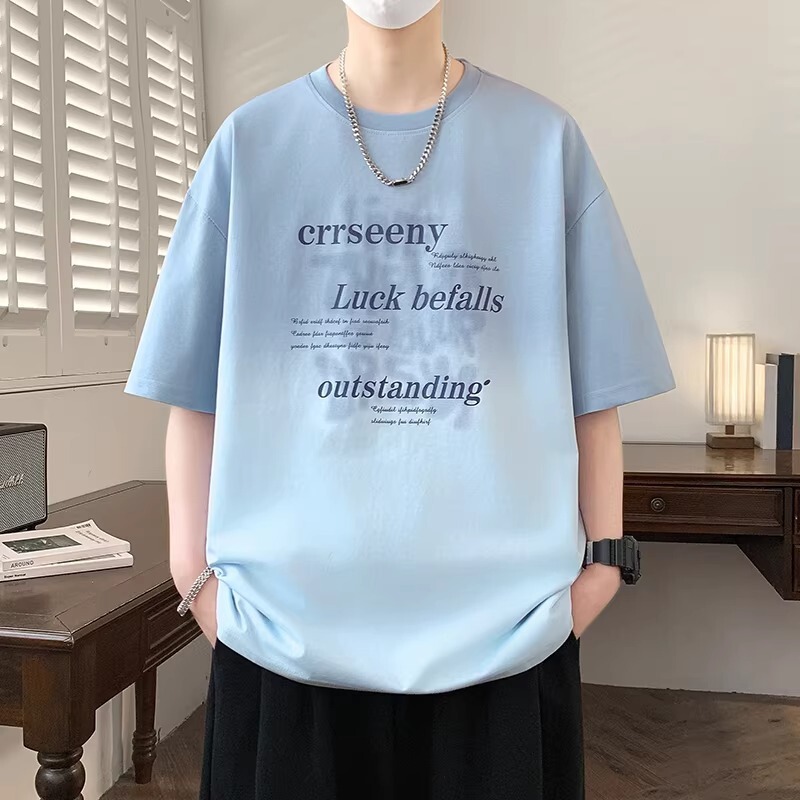Summer Youth Short-Sleeved T-Shirt for Men 2026 New Trendy Brand Loose Large Size Summer High School and Junior High School Student Tops