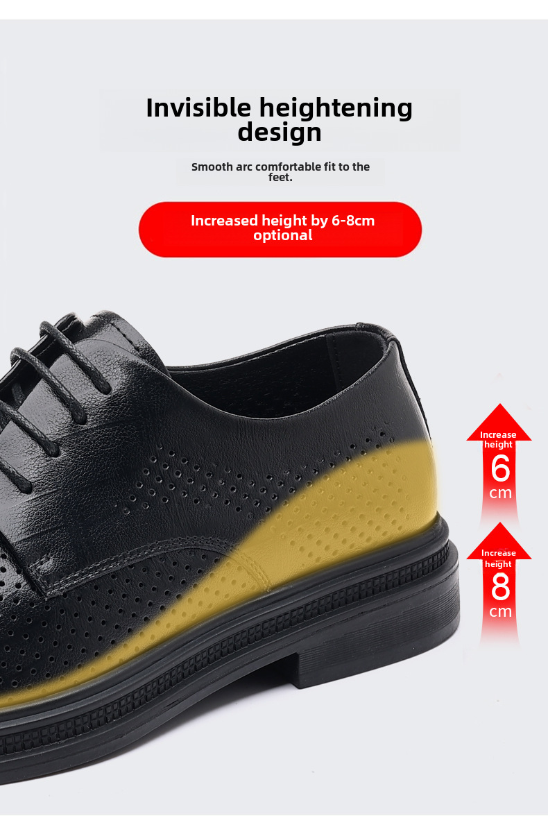Leather shoes men's summer hollow-out business formal wear 2024 men's casual height increasing sandals wedding bridegroom shoes one-piece delivery_vogvips.com