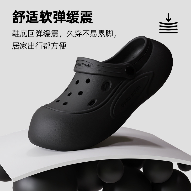 Puff Croc Shoes Dame 2025 Ny sommer Baotou tyk sål Anti-Slip hjemme indendørs og udendørs strandtøfler ved havet