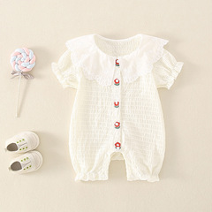 新生嬰兒兒衣服夏天女寶寶連體衣夏季薄款純棉公主哈衣嬰幼兒夏裝