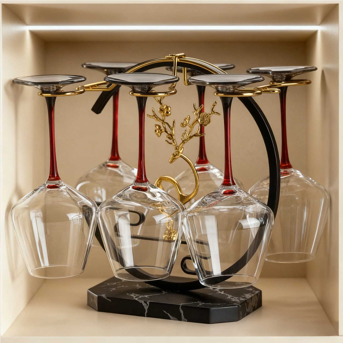 New Red Wine Glass Rack, Light Luxury High-End Wine Glass Storage Rack, Home Wine Rack, Wine Cabinet Display Rack, Goblet Hanging Cup Rack