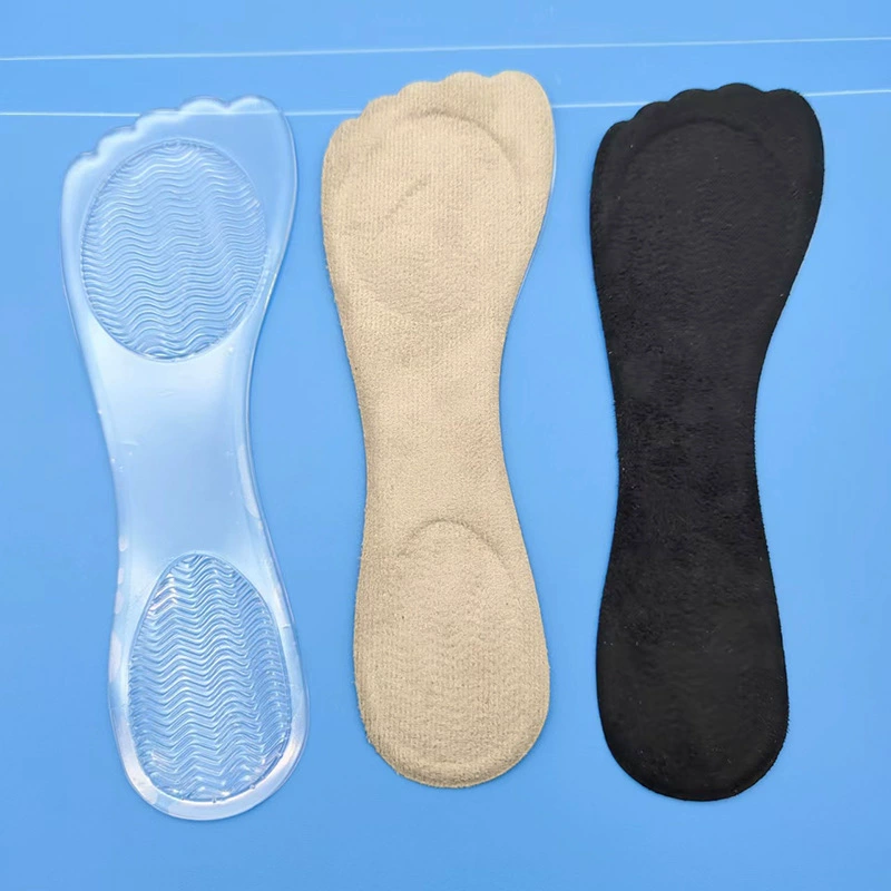 Бархатная ткань из искусственной кожи, семиточечная подкладка из искусственной кожи, женская обувь на высоком каблуке, нескользящая, противоизносостойкая, массажная стелька для ног, против боли, семь с половиной размеров