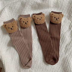 Ins-style Korean version cute bear head long socks for children, suitable for babies and toddlers, autumn and winter cotton socks, knee-high socks