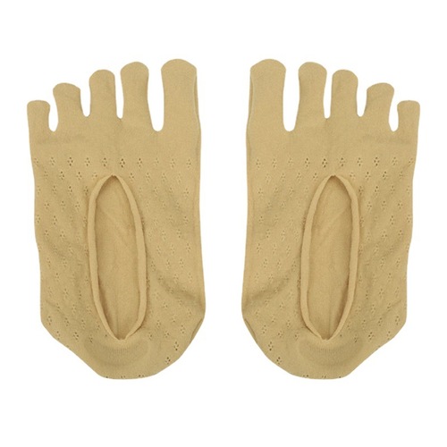 Women's five-finger stockings summer thin plum blossom mesh breathable invisible shallow mouth boat socks heel silicone split toe socks