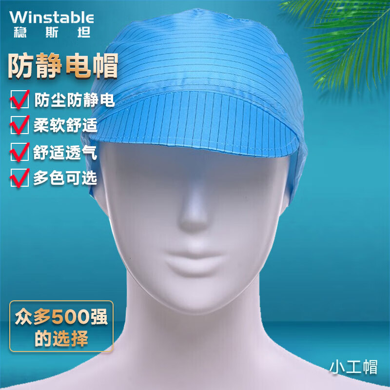 稳斯坦 WST503 防静电帽 无尘帽鸭舌帽防尘帽无尘车间工帽 蓝色(