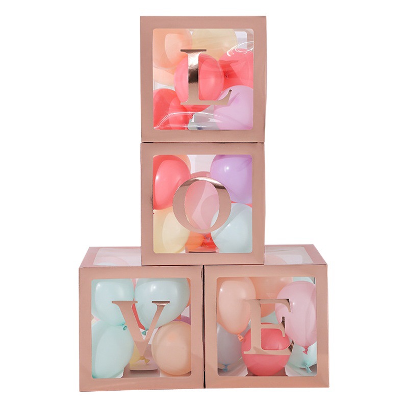 Celebridad de Internet caja transparente bebé cumpleaños 26 cartas amor graduación boda decoración bebé globo en caja joyería