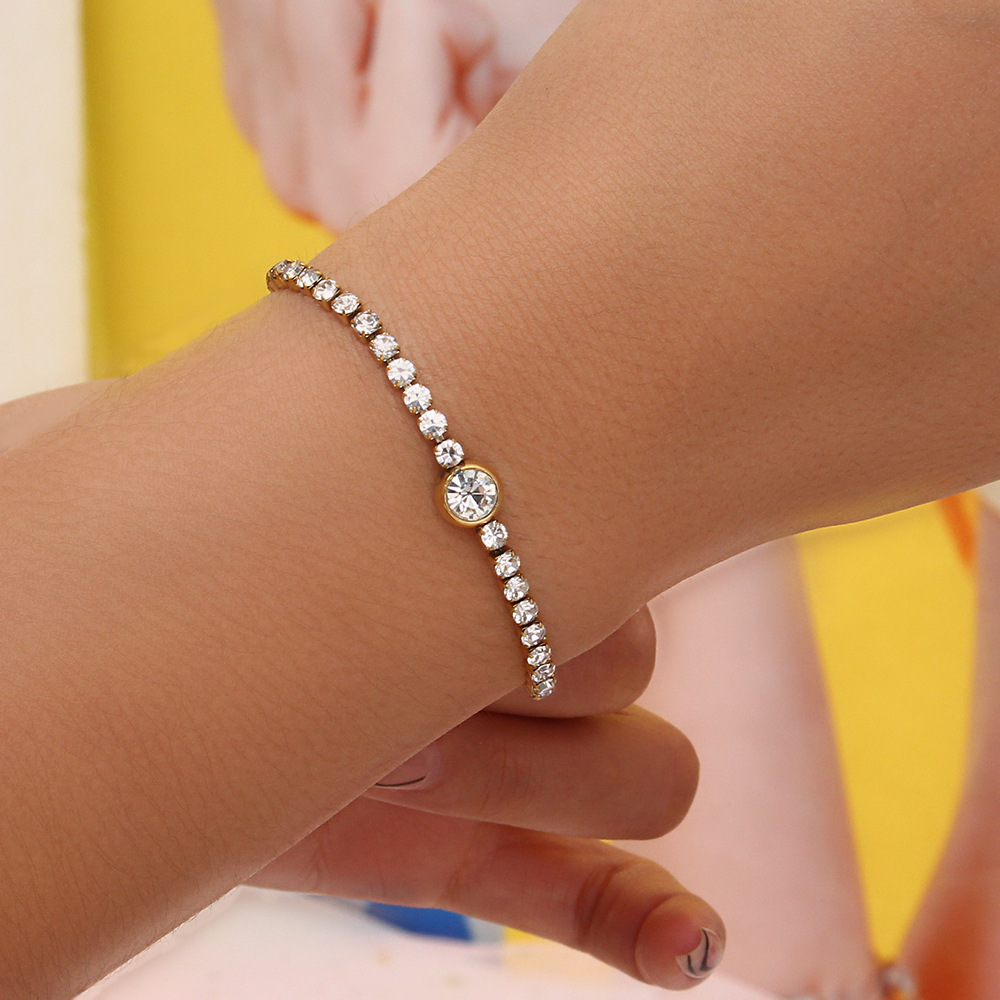 Fashion Geometric Stainless Steel Bracelets Inlay Zircon Stainless Steel Bracelets