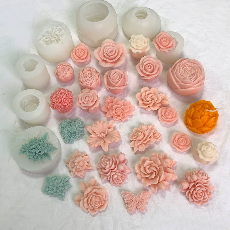Силиконовые формы с цветочным узором, прозрачные кремово‑белые, для handmade свечей/мыл/ароматических цветов, множество форм