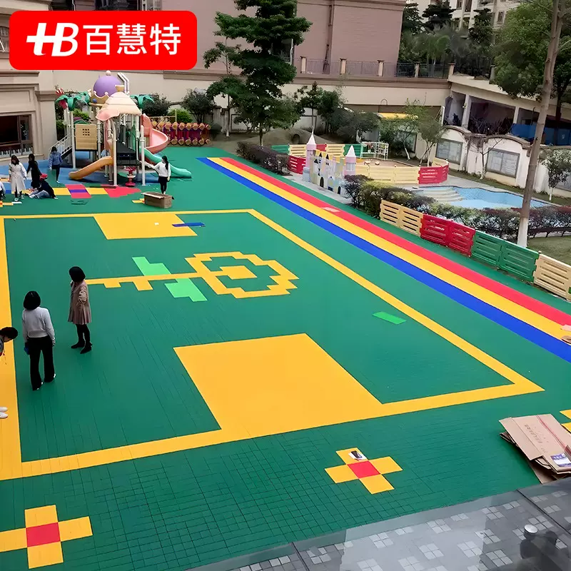 悬浮式拼装地板幼儿园健身广场室外防滑耐磨地板厂家直销安装便捷