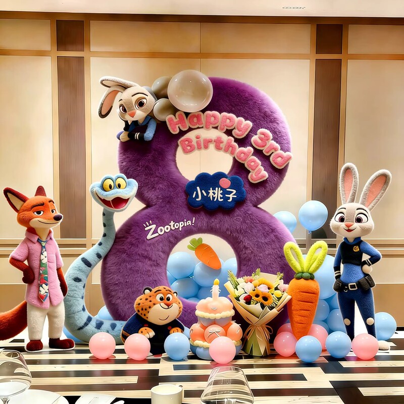 Zootopia-Themed Birthday Scene Decoration for Girls and Boys, 8-Year-Old Children's Party Atmosphere and Ceremony Kt Board Zootopia-Themed Birthday Scene Decoration for Girls and Boys, 8-Year-Old Children's Party Atmosphere and Ceremony Kt Board