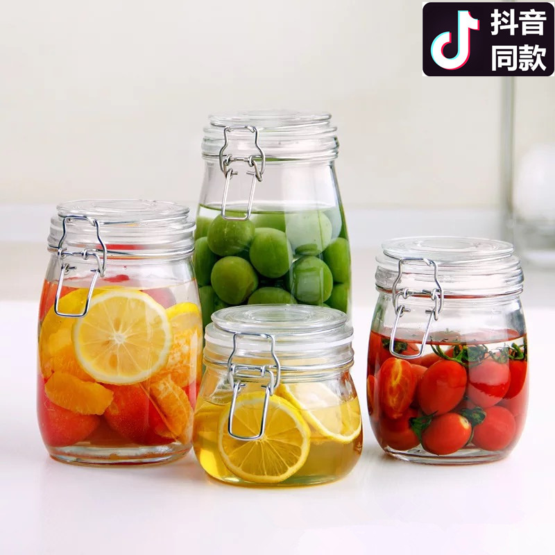 卡扣玻璃罐密封罐厨房杂粮食品泡菜储存罐茶叶蜂蜜收纳瓶储物罐