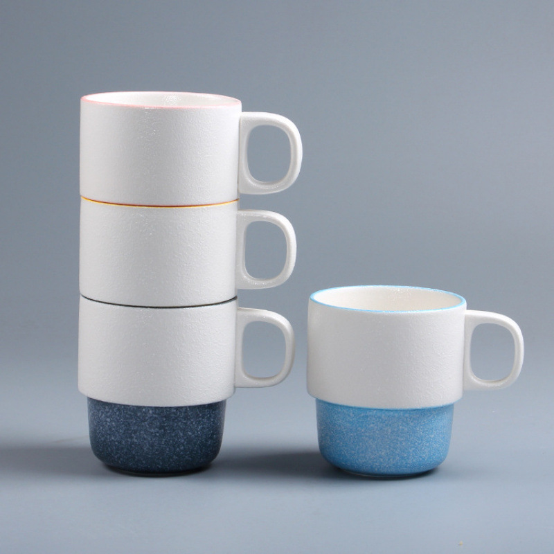 Taza de estilo japonés Taza apilada Yuxue Longling Copo de nieve Taza de porcelana vidriada Taza de agua Taza de pareja